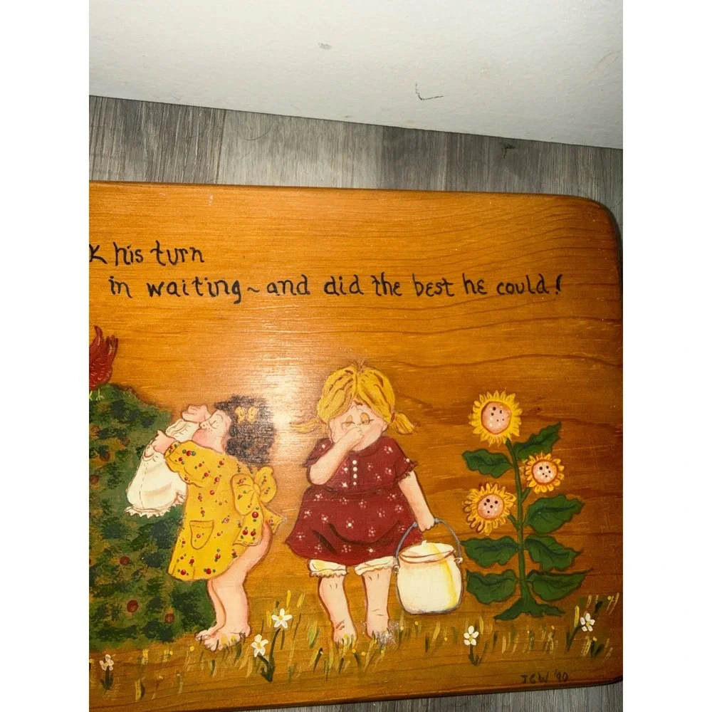 Vintage 1990 Hand Painted Wood Outhouse Plaque Folk Art Bathroom Decor JGW 90